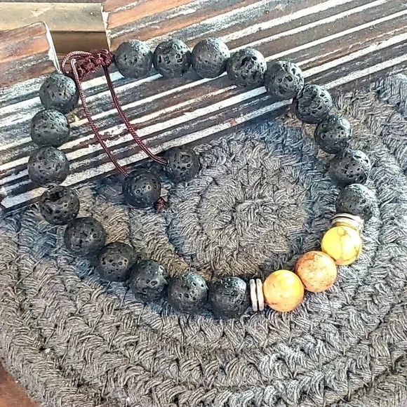 Handcrafted Chakra Bracelet Yellow Aqua Terra Jasp - Picture 4 of 8